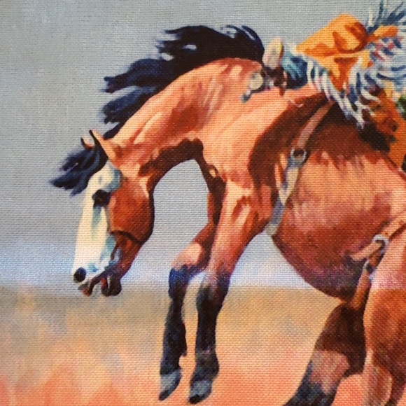 Cowboy Pillow Cover. Horse Pillow. Bronc Rider - Picture 3 of 10